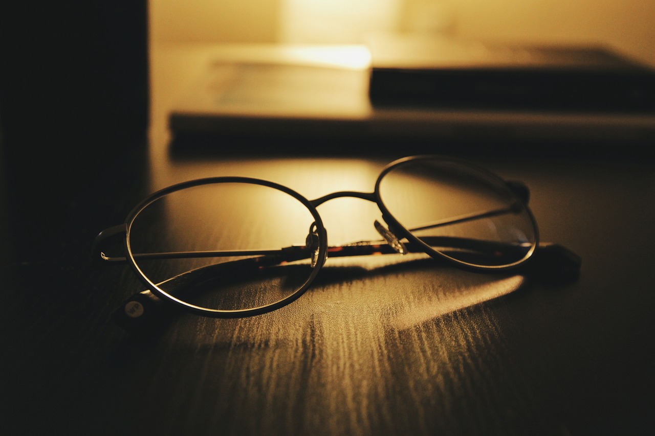 eyeglasses, eyewear, table, dark, room, office, eyewear, eyewear, eyewear, eyewear, eyewear